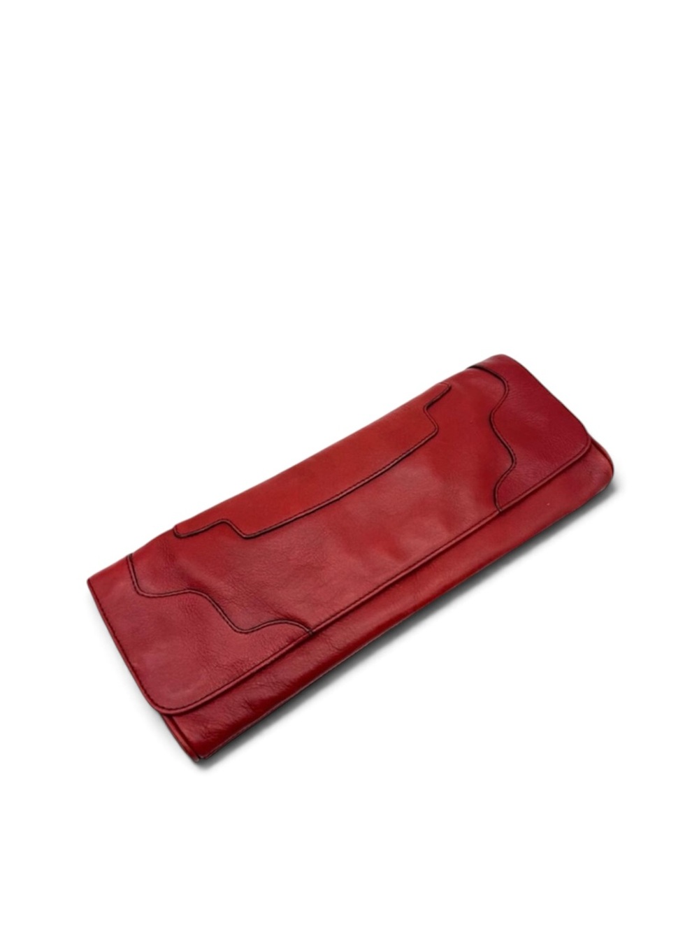 Hobo Red Leather Long Slim Clutch Bag Wallet
